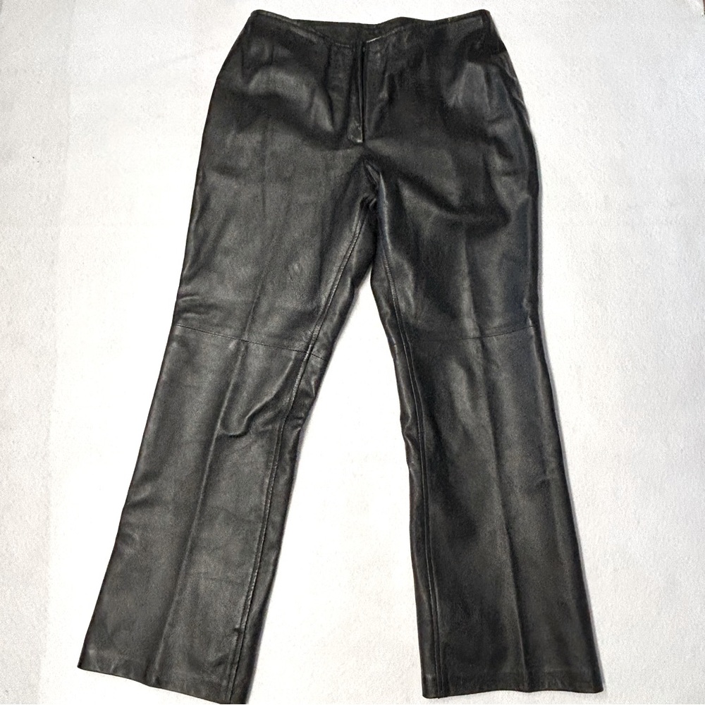 Orginaux Par Pablo Womens 14 Black Leather Straigh Leg Pants